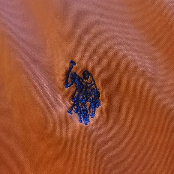 Men's Us Polo Assn Orange Polo Shirt Large - Picture 4 of 11